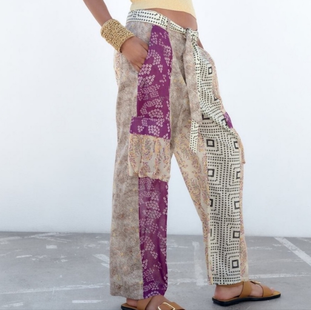 Zara Patchwork Cotton Women's Pants. XS - Picture 2 of 14